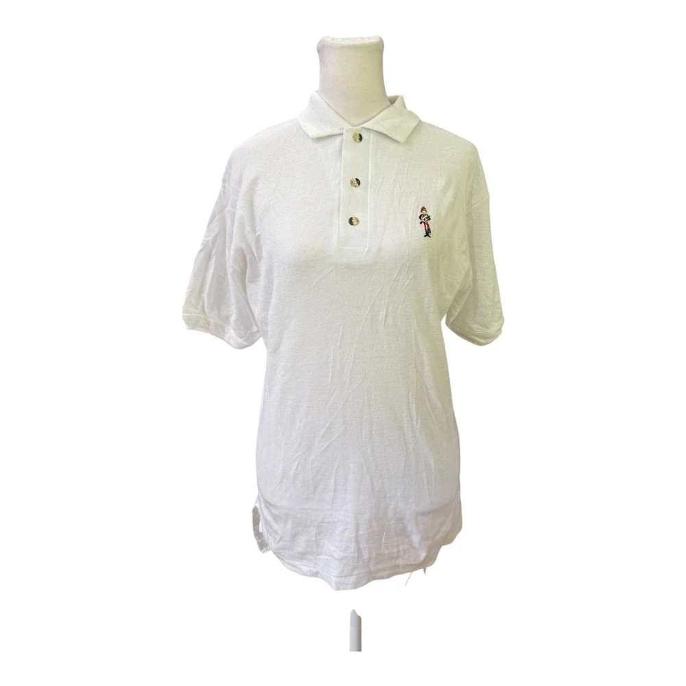 Vintage Alps Mens White Pique Polo Shirt Toy Soldier Embroidery Size M NWT